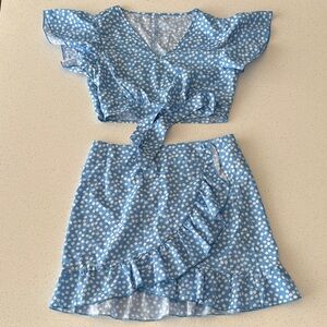 Blue Polka Dot Two-Piece Set